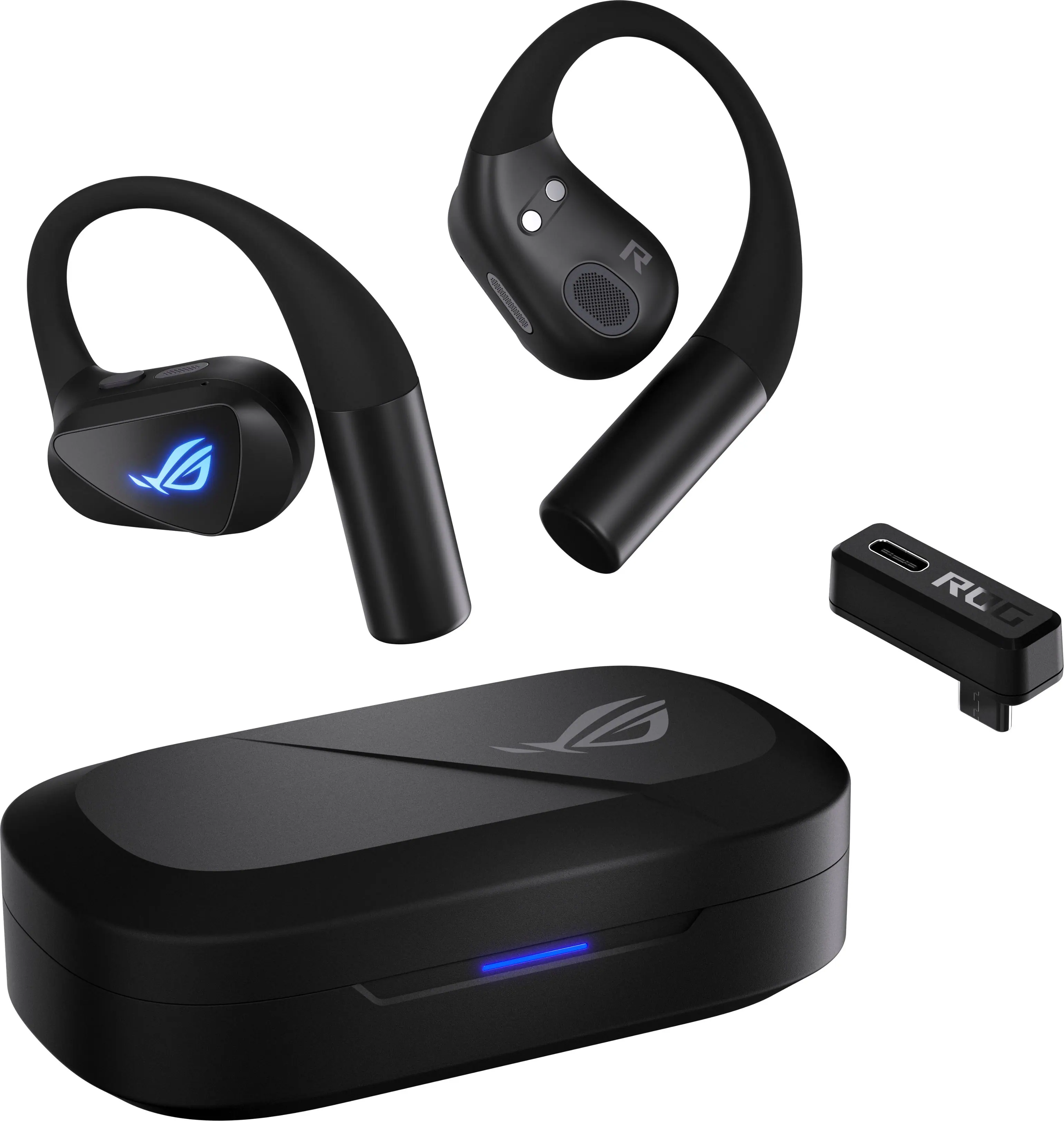 Alt View 7. ASUS - ROG Cetra Open Wireless SpeedNova Open-Ear Gaming Earbuds for PC, iOS, Android, Switch - Black.