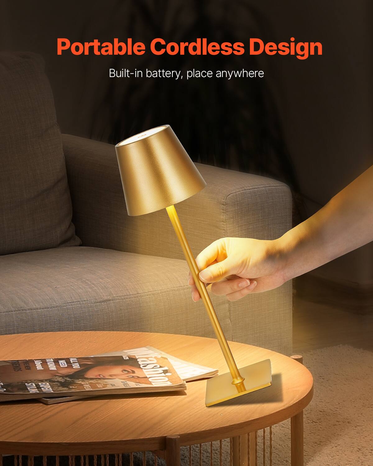 Portable Cordless Design  
Built-in battery, place anywhere