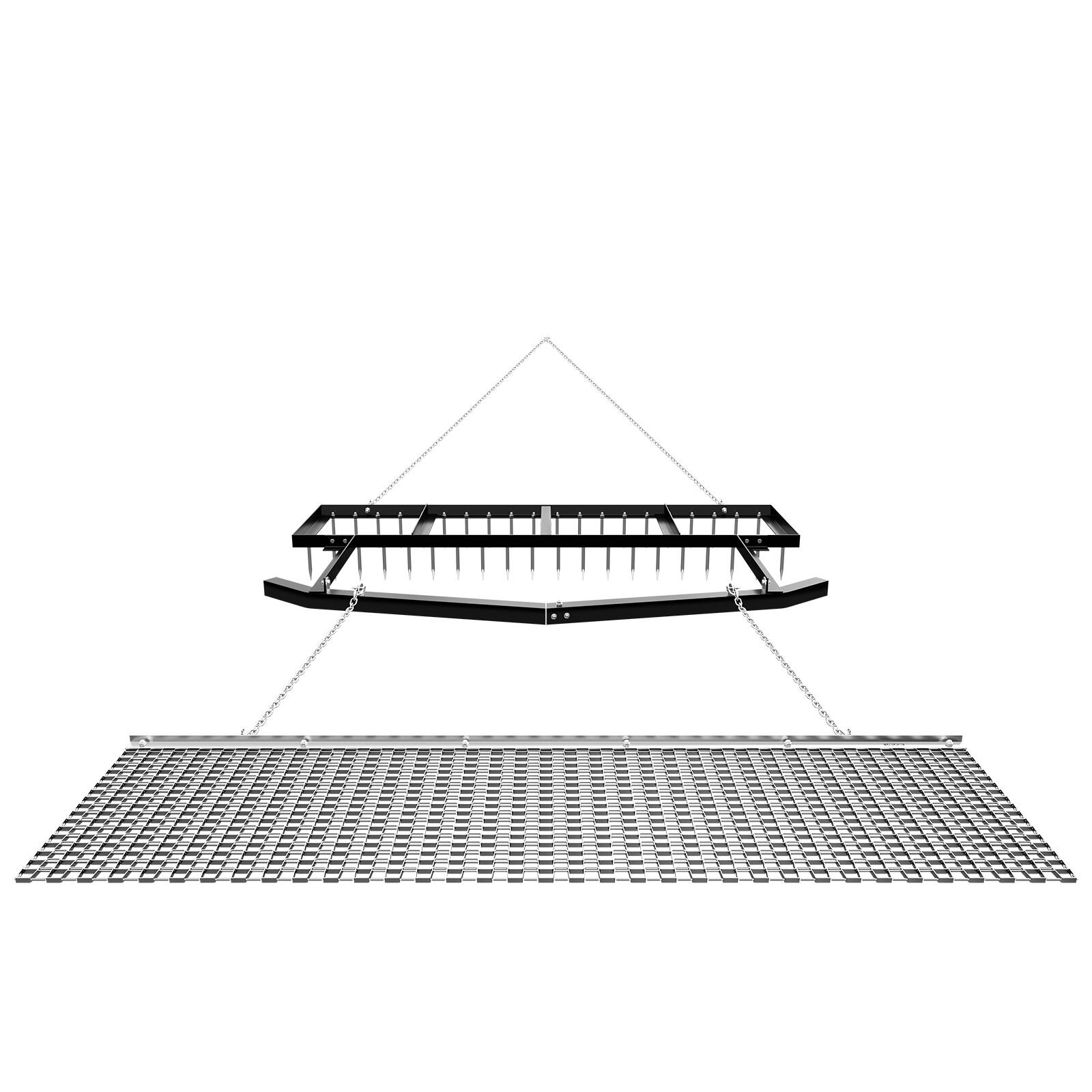 Alt View 5. VEVOR - Drag Harrow, 6 ft Tow-Behind Driveway Grader with Chain Harrow, Adjustable Width & 80lbs Load Capacity, Heavy Duty Lawn - Black + Silver.
