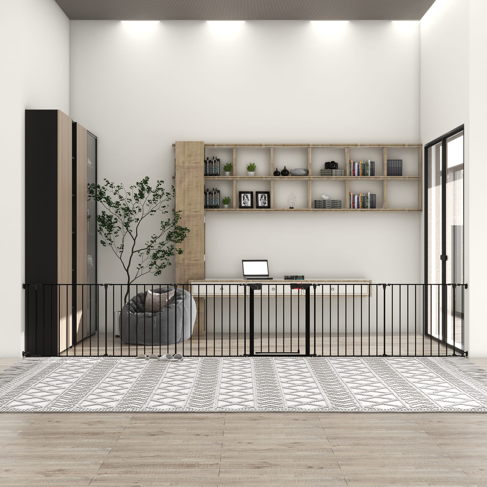 Boyel Living - 150-Inch 6-Panel Configurable Dog Gate with Walk-Through Door - Black price history on PriceWatchPro