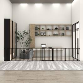 Boyel Living - 150-Inch 6-Panel Configurable Dog Gate with Walk-Through Door - Black