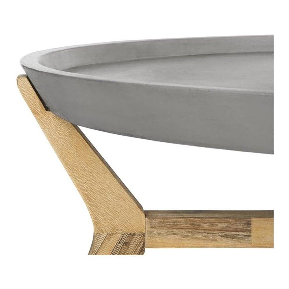 Back. Safavieh - Hadwin Indoor/Outdoor Modern Concrete Oval 31.5-Inch Dia Coffee Table - Gray.