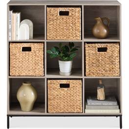 Best Choice Products - Elevated 9-Cube Storage Organizer, 11in Shelf, Bookcase, Display Shelf, w/ Metal Legs - Greige