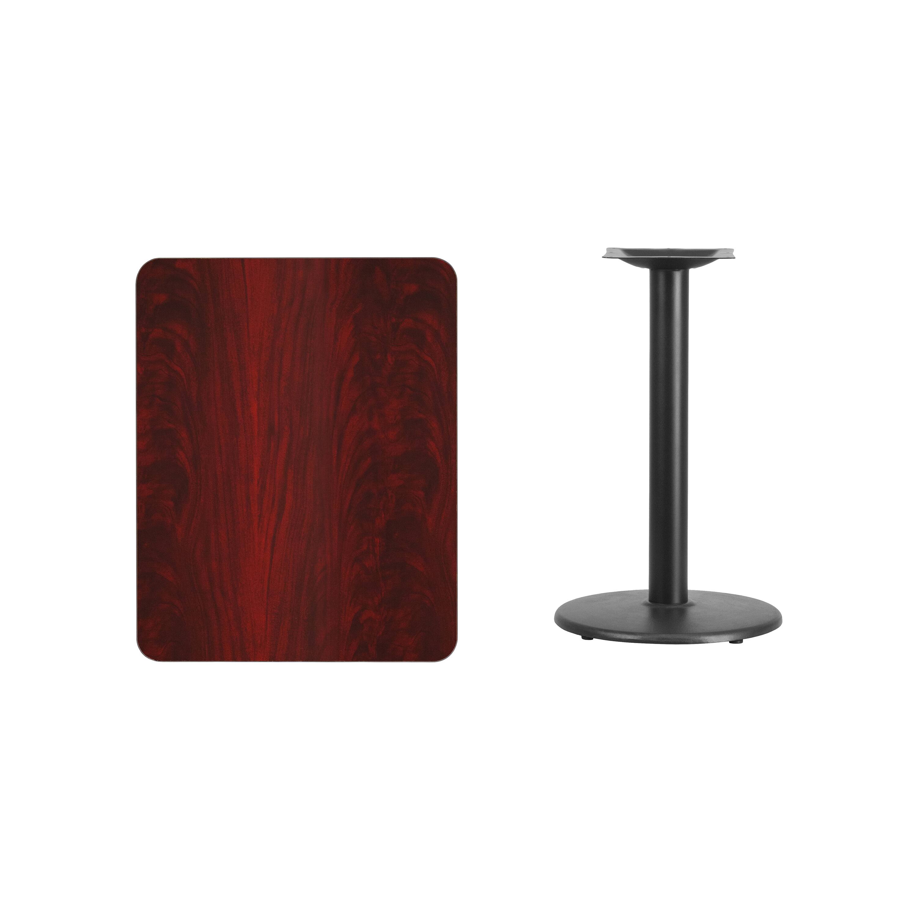Alt View 2. Emma + Oliver - 24"x30" Rectangular Laminate Table with 18" Round Table Base - Mahogany.