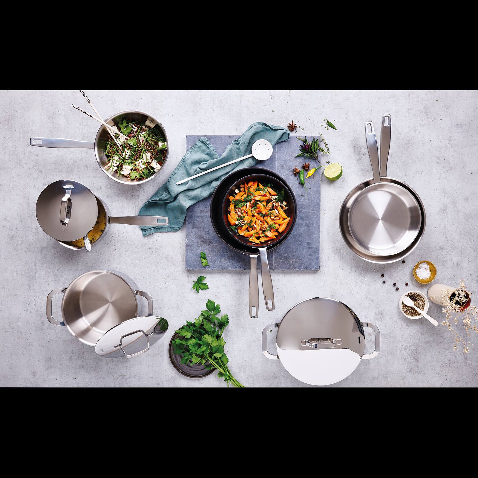 Alt View 4. Alva - Alva Maestro 8-Quart Stainless Steel Stock Pot - Lasered Engrave Measurement, Oven Safe - Silver.