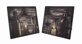 Zeckos - Set of 2 Wine By Candlelight Theme LED Lighted Canvas Wall Prints - Multicolored