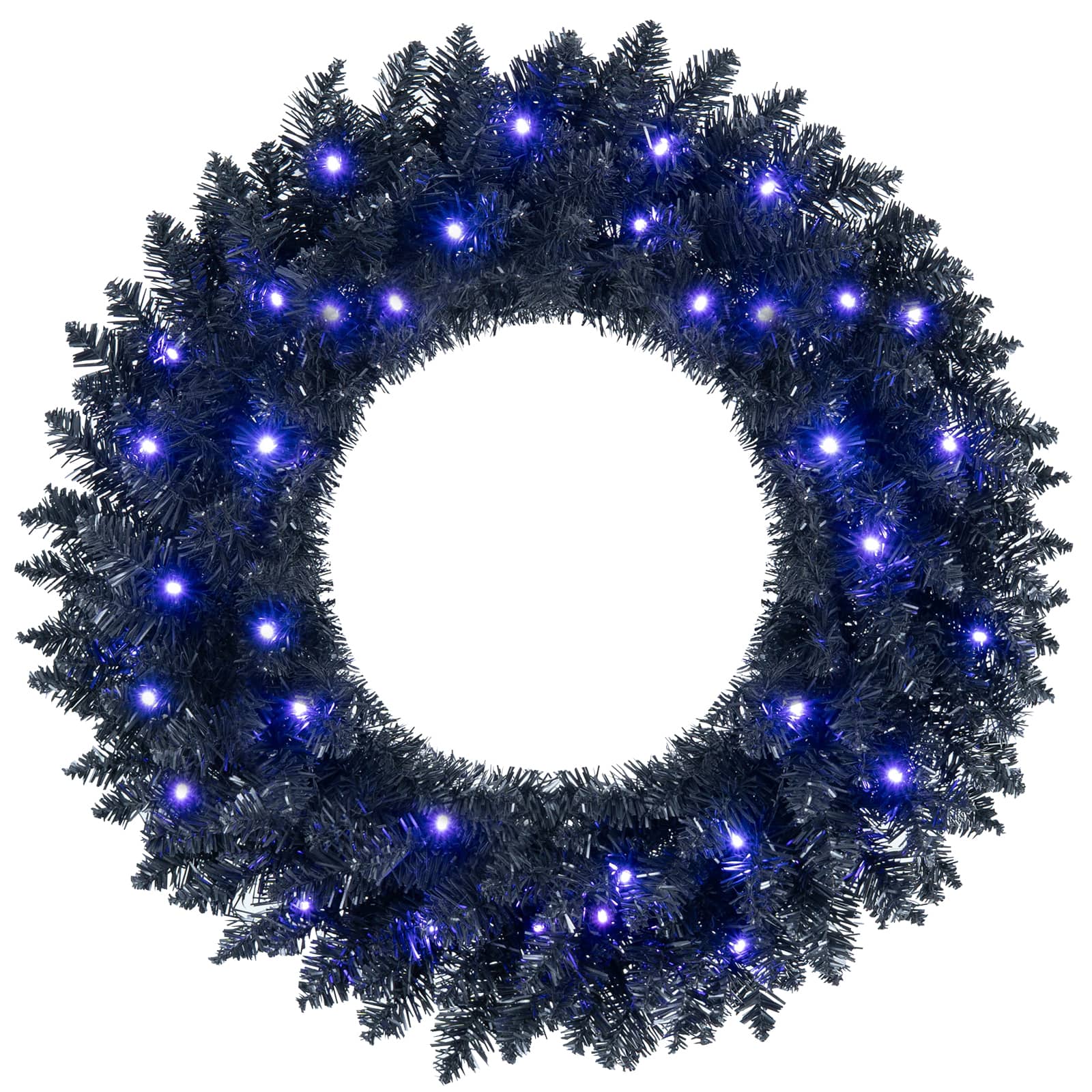 Costway - 24" Pre-Lit Artificial Wreath for Halloween Christmas Advent Calendar - Black