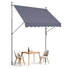 VEVOR - 98 x 47" Patio Awning Retractable, Awning Sunshade Shelter with Manual Crank Handle, Outdoor Patio Canopy Sunsetter Deck - Gray