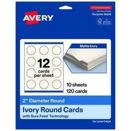 Avery - Printable Business Cards, 2" Diameter, Ivory, 120ct - White