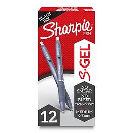Sharpie - S-Gel Retractable Gel Pen, Medium Point, Dozen - Black Ink