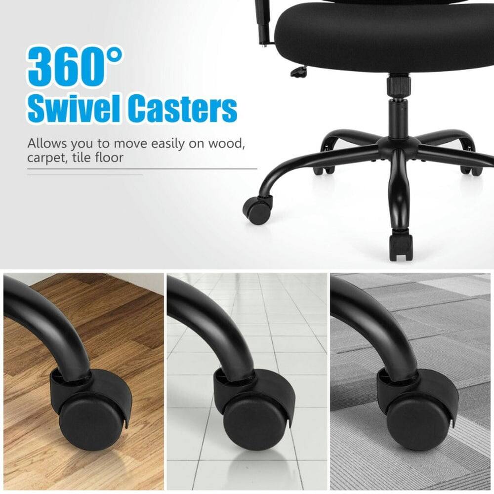 360° Swivel Casters  
Allows you to move easily on wood, carpet, tile floor