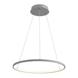 Jonathan Y - Brice 23.75" Modern Contemporary Metal Round Dimmable Integrated LED Pendant - Gray