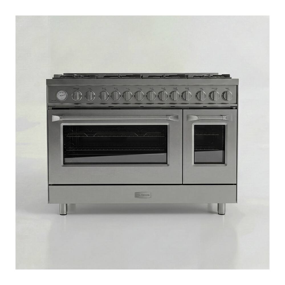 Alt View 1. Verona - Verona Ultima 48" Gas Range with 6 Brass Burners, Griddle in Stainless Steel - Stainless Steel.