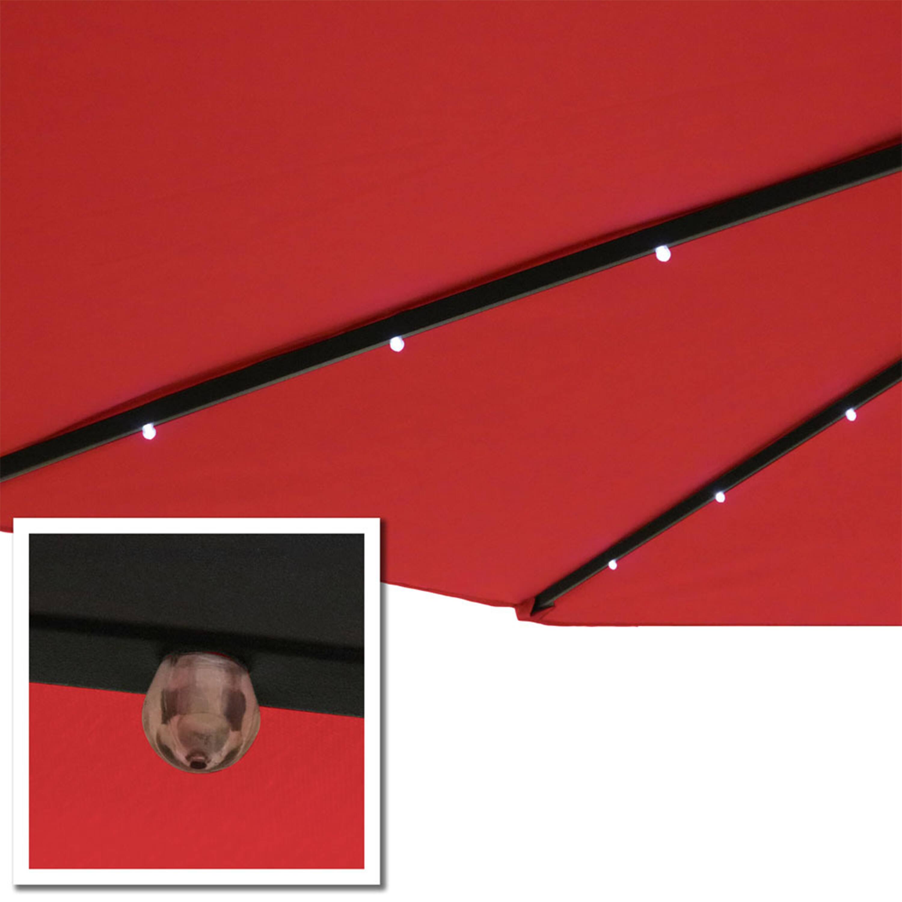 Alt View 10. Sunnydaze - 9 ft Solar Aluminum Patio Umbrella with Tilt and Crank - Red.
