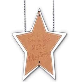 K&K Interiors - Merry Christmas Star Leather and Metal Arrow Replacement Sign 10 inch - Arrow Sold Separately - Brown