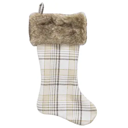 Front. Dyno - Dyno Plaid Christmas Stocking 20 in. (Case of 12) - Multicolored.