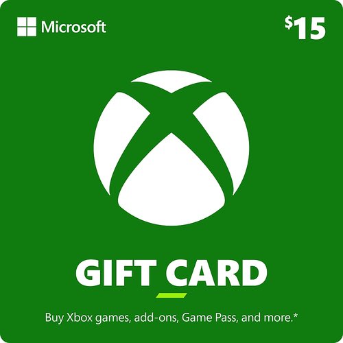 Microsoft Xbox 15 Digital Gift Card Front Standard
