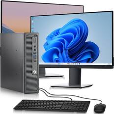 Front. HP - G1 USFF Desktop Computer PC | Intel Core i5-4th 3.2GHz | 16GB RAM | 256GB SSD | Dual 22" LED | KB & Mouse |WiFi | Win11 - Black.