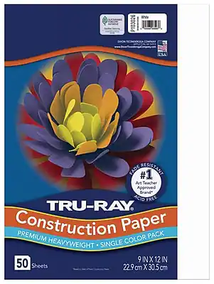 P103026
TRU-RAY Construction Paper
Premium Heavyweight Single Color Pack
9 IN X 12 IN (22.9 cm X 30.5 cm)
50 Sheets
Fade Resistant
#1 Art Teacher Approved Brand
Acid Free
Made in the USA