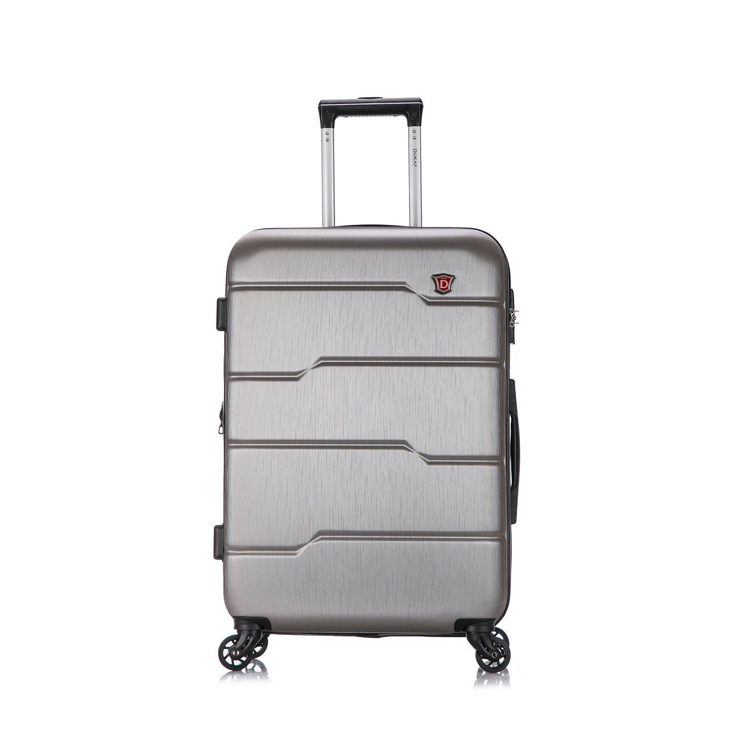 Angle. DUKAP - Rodez Lightweight Hardside Spinner Luggage 24" - SILVER.