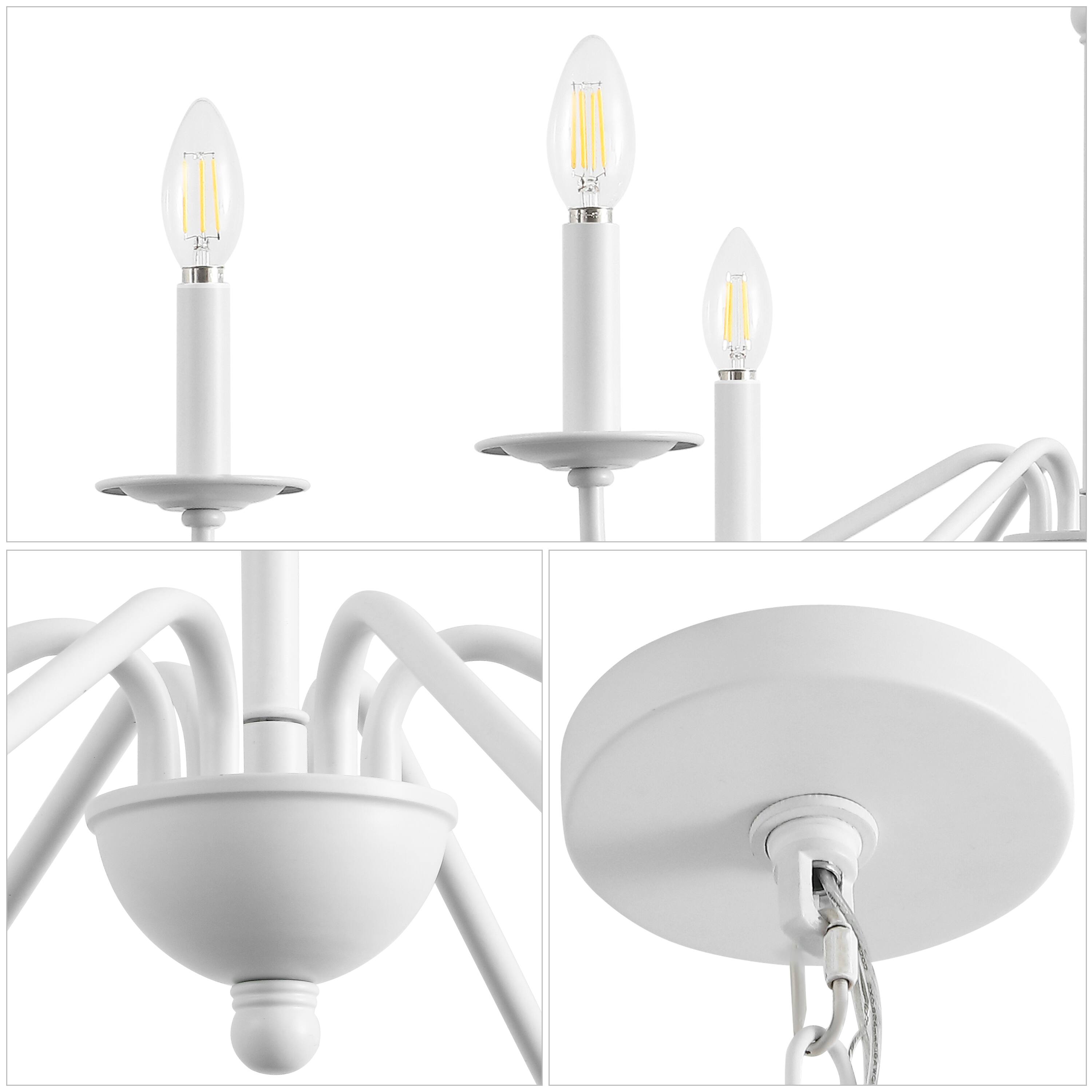 Alt View 5. Jonathan Y - Wicklow 34.75" 6-Light Bohemian Farmhouse Iron LED Chandelier, White - White.