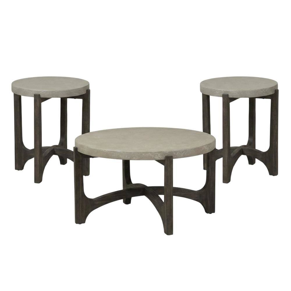 Back. Starlight Canyon Home - Living Room Set, Coffee Table Set of 3 with End Tables - Wirebrush Rustic Brown.