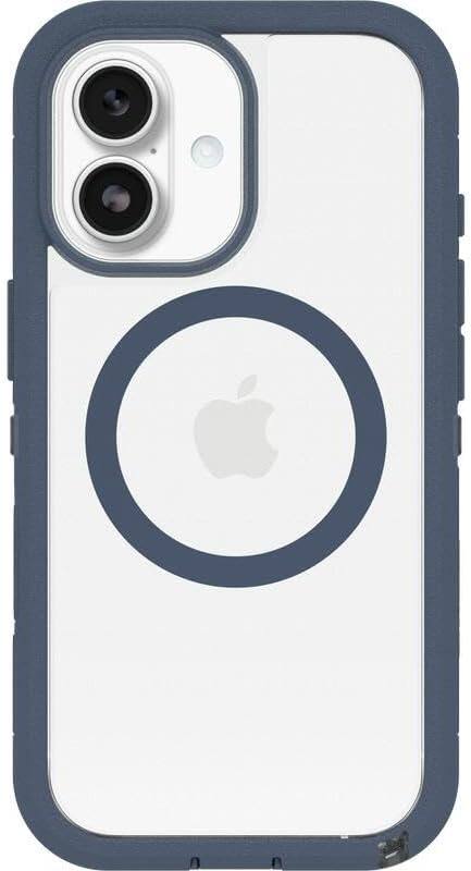 Left. OtterBox - OtterBox iPhone 17 (Only) Bundle: Defender Series XT Case & Screen Protector - Snaps on MagSafe - Rugged & Durable - Baby Blue Jeans (Clear/Blue).