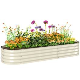 Outsunny - 6.5' x 2' x 1' Galvanized Raised Garden Bed Kit, Outdoor Metal Elevated Planter Box with Safety Edging - Cream White