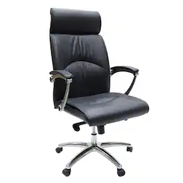 LeisureMod - Vantage Executive Office Chair High Back PU Leather Adjustable Swivel Chair - Black