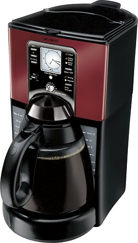 Mr. Coffee - 12-Cup Coffeemaker - Black/Red - Angle
