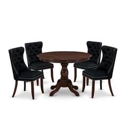 East West Furniture - 5 Piece Dining Set for Small Spaces - Black