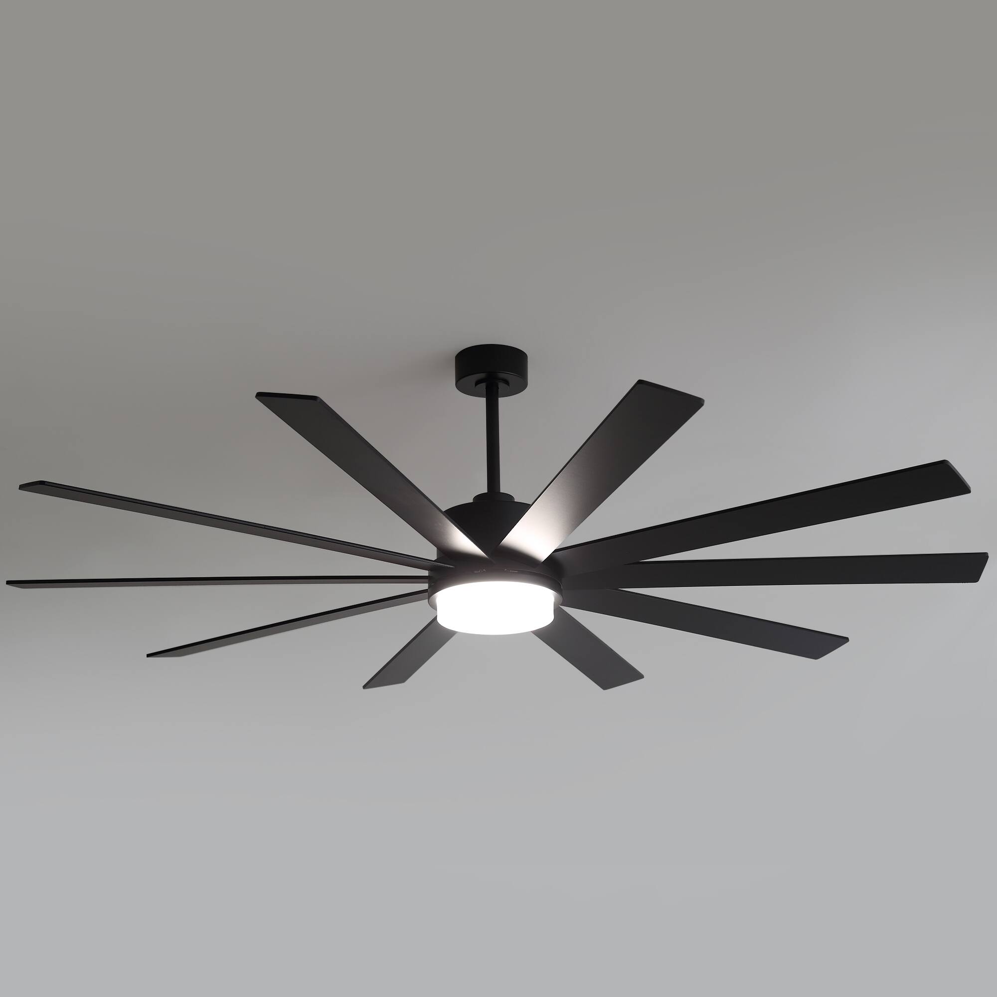 Alt View 2. Breezary - 75-Inch LED Ceiling Fan with Light, 10 Plywood Blades, DC Motor, Remote, Includes 6, 12 & 23.4 Inch Downrods - black.