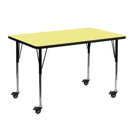 Emma + Oliver - Mobile 24x48 Rectangle Laminate Adjustable Activity Table - Yellow