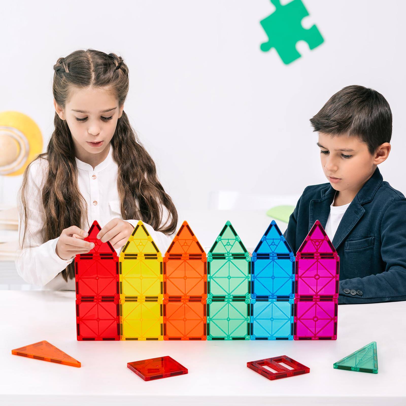 Alt View 8. NICHOLAS KLEIN - Magnetic Tiles 110pcs Building Set Blocks Construction Stem Learning And Playing Toys For Montessori - 110PCS.