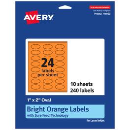 Avery - Printable Oval Labels, Bright 1" x 2", 240ct - Orange