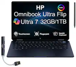 HP - Omnibook Ultra Flip 2-in-1 Laptop 14.0 2.8K Display (Ultra 7-258V, 32GB, 1TB SSD, Win 11 Home) w/USB Hub - Atmospheric Blue
