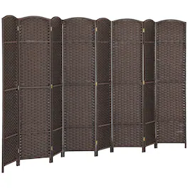 Homcom - Room Divider, Folding Privacy Screen, Tall Freestanding Wall Partition for Home Office and Bedroom - Brown