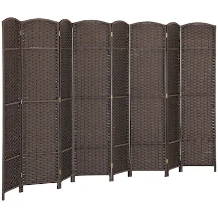 Front. Homcom - Room Divider, Folding Privacy Screen, Tall Freestanding Wall Partition for Home Office and Bedroom - Brown.