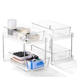 Sorbus - 2 Pack 2-Tier Pull-Out Desk & Office Organizers - Clear