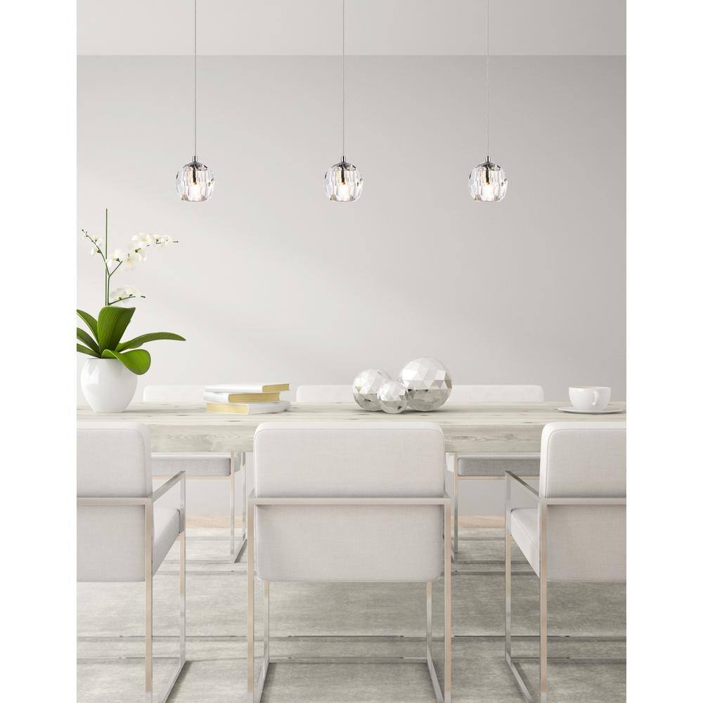 Left. Elegant Lighting - Eren 3 lights Chrome pendant - Chrome.