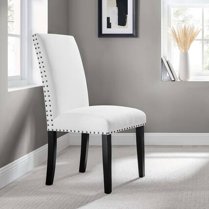 Front. Modway - Parcel Dining Upholstered Fabric Side Chair by Modway - White.
