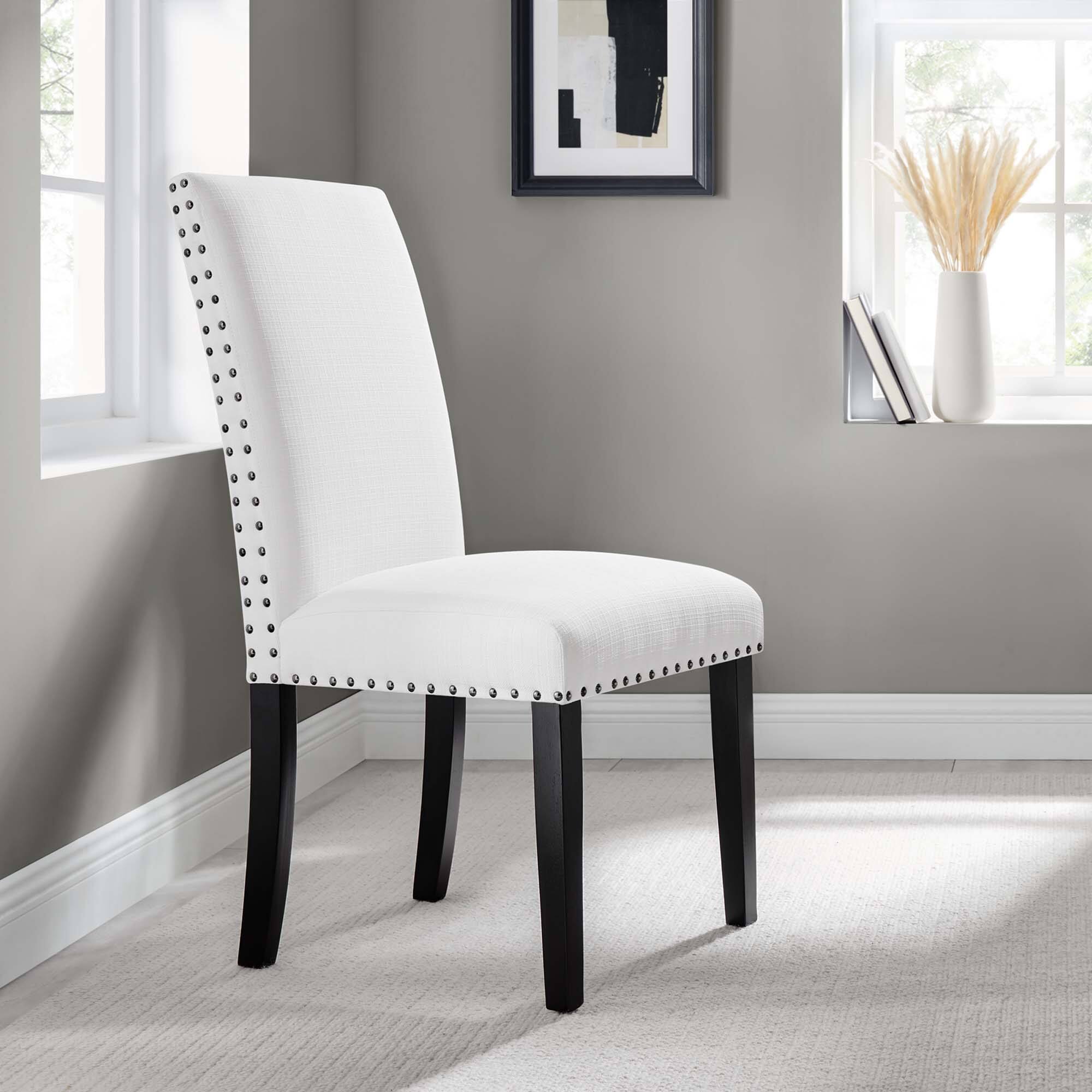 Front. Modway - Parcel Dining Upholstered Fabric Side Chair by Modway - White.