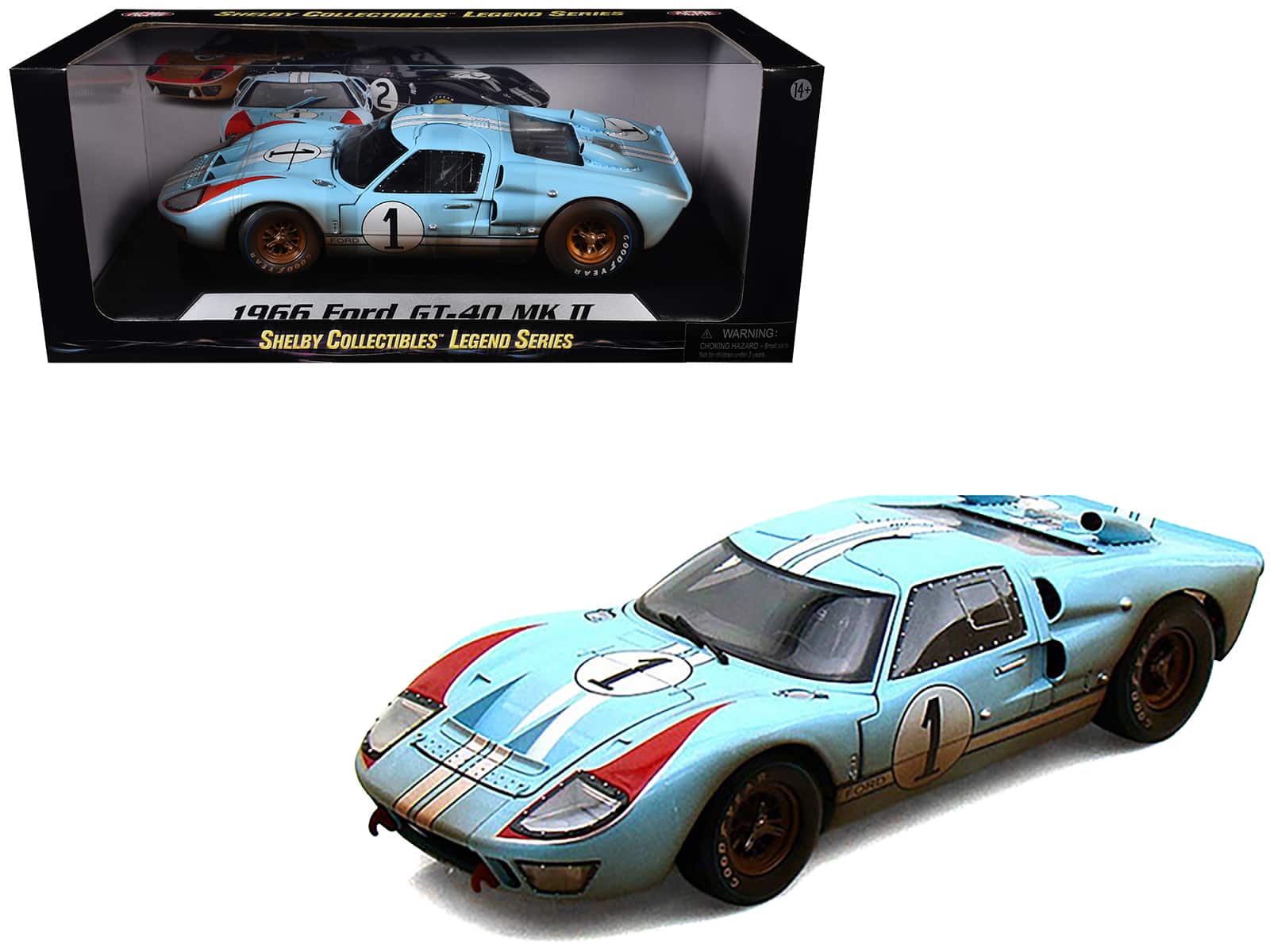 1966 Ford GT-40 MK II #1 Light Blue Miles - Hulme Le Mans (Dirty Version) 1/18 Diecast Model Car by Shelby Collectibles price history on PriceWatchPro