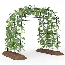 Gymax - Metal Garden Arch Trellis for Climbing Plants Outdoor Wide Cucumber Trellis - Black