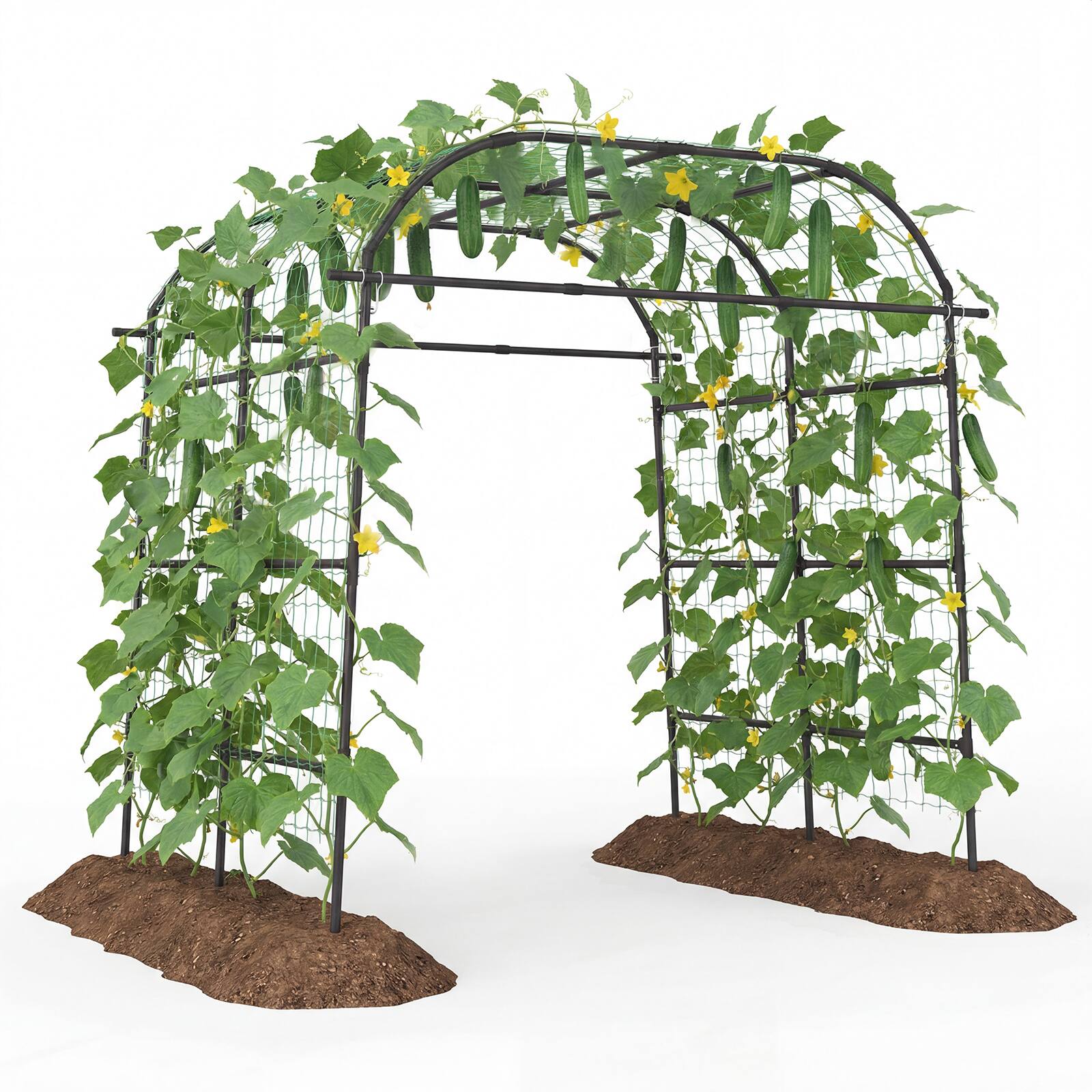 Front. Gymax - Gymax Metal Garden Arch Trellis for Climbing Plants Outdoor Wide Cucumber Trellis - Black.