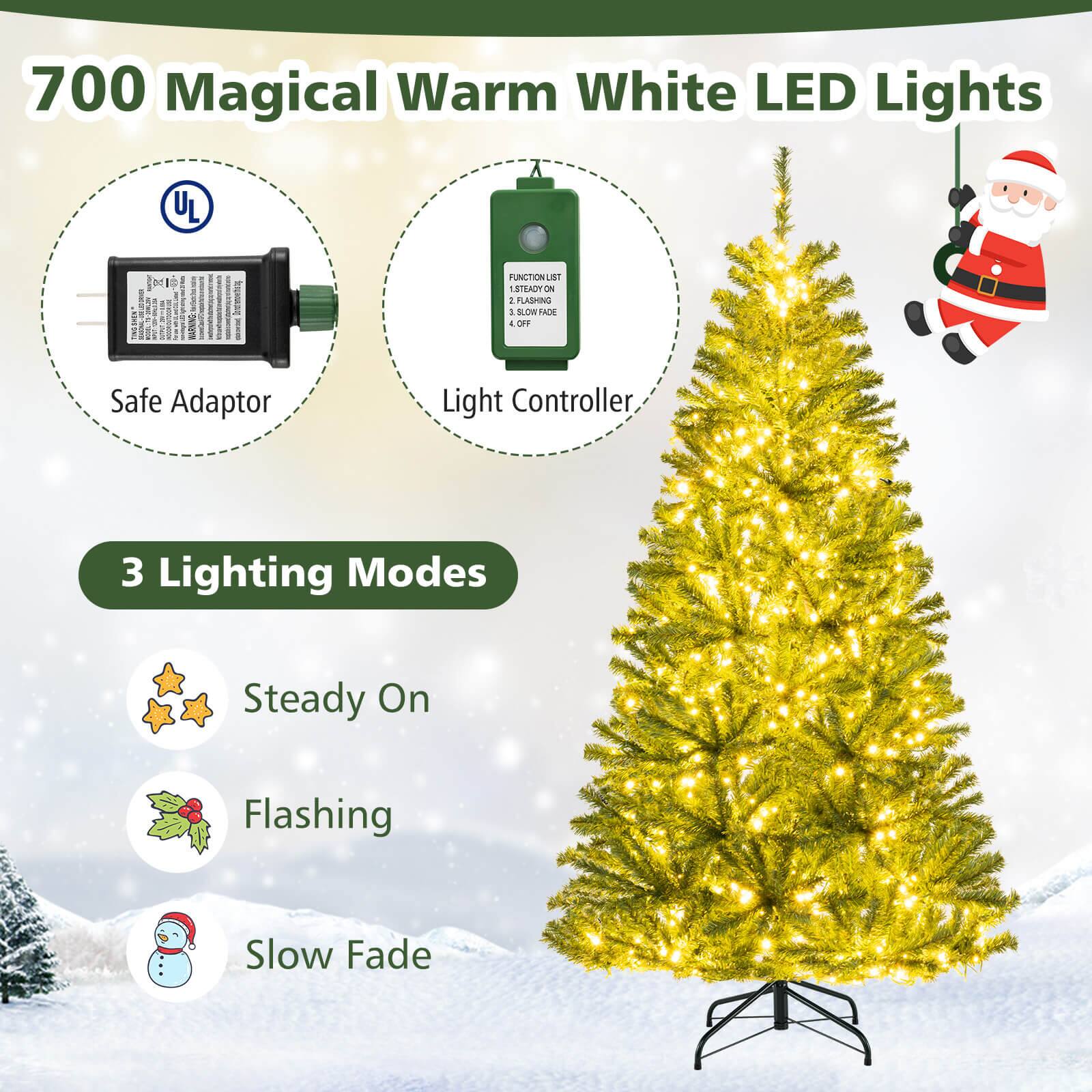 700 Magical Warm White LED Lights

Safe Adaptor

Light Controller

3 Lighting Modes

- Steady On
- Flashing
- Slow Fade
