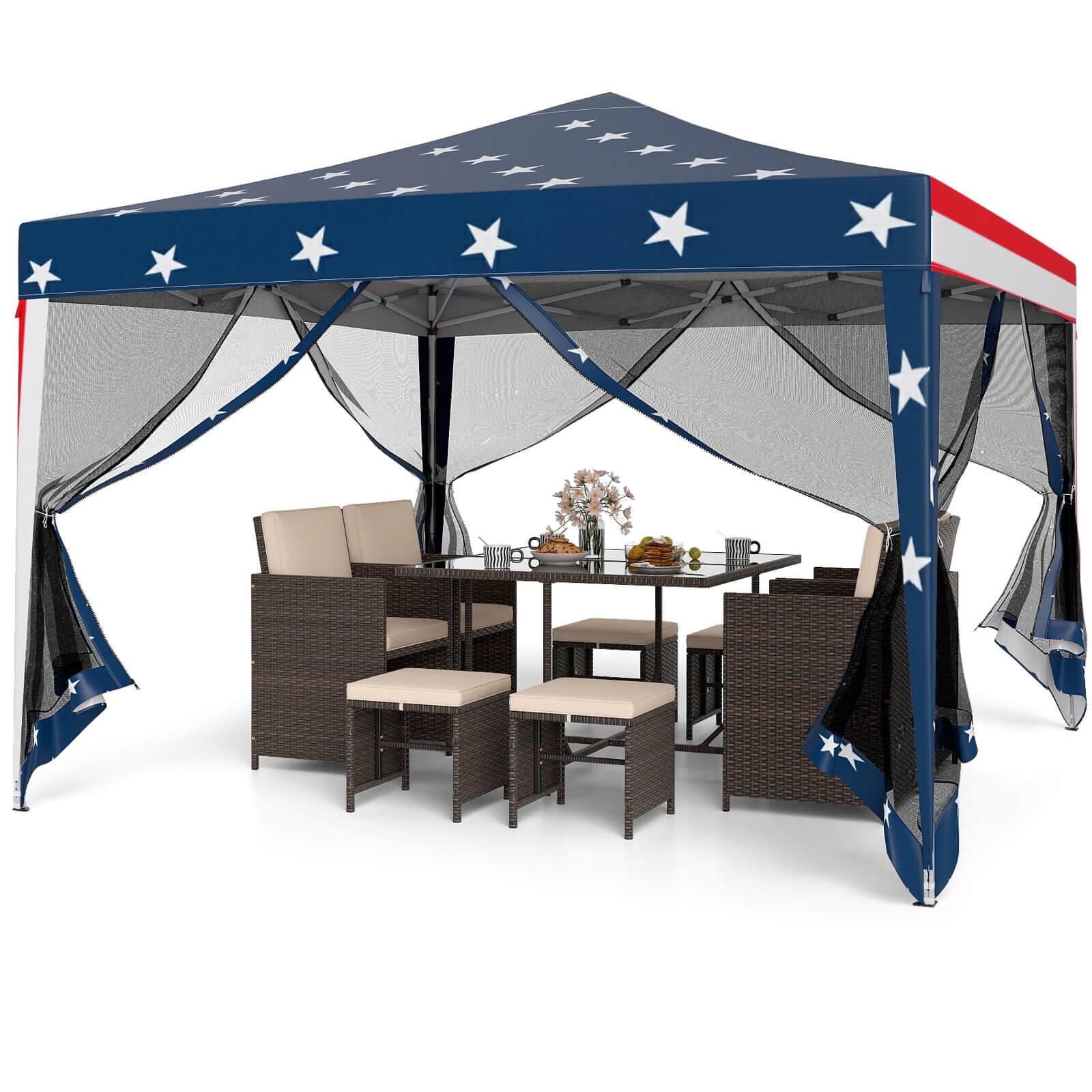 Alt View 9. Costway - Costway 10'x10' Folding Pop Up Tent Gazebo Canopy Mesh Sidewall - As pictures show.