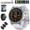 GARMIN™ AMOLED DISPLAY UPTO 16 DAYS AW 24/1 HEALTH & FITNESS MONITORING CLANMIN C GARMIN CONNECT APP CPS YR 2 EXTXDES PROFEICTION 11 1 10 1 10 1 8 I 7 5 b LIGHT en MENU NMD0 75 I EPIX PRO Sat 01 10 3428 10 73 GARMIN START STOP LAP BACK