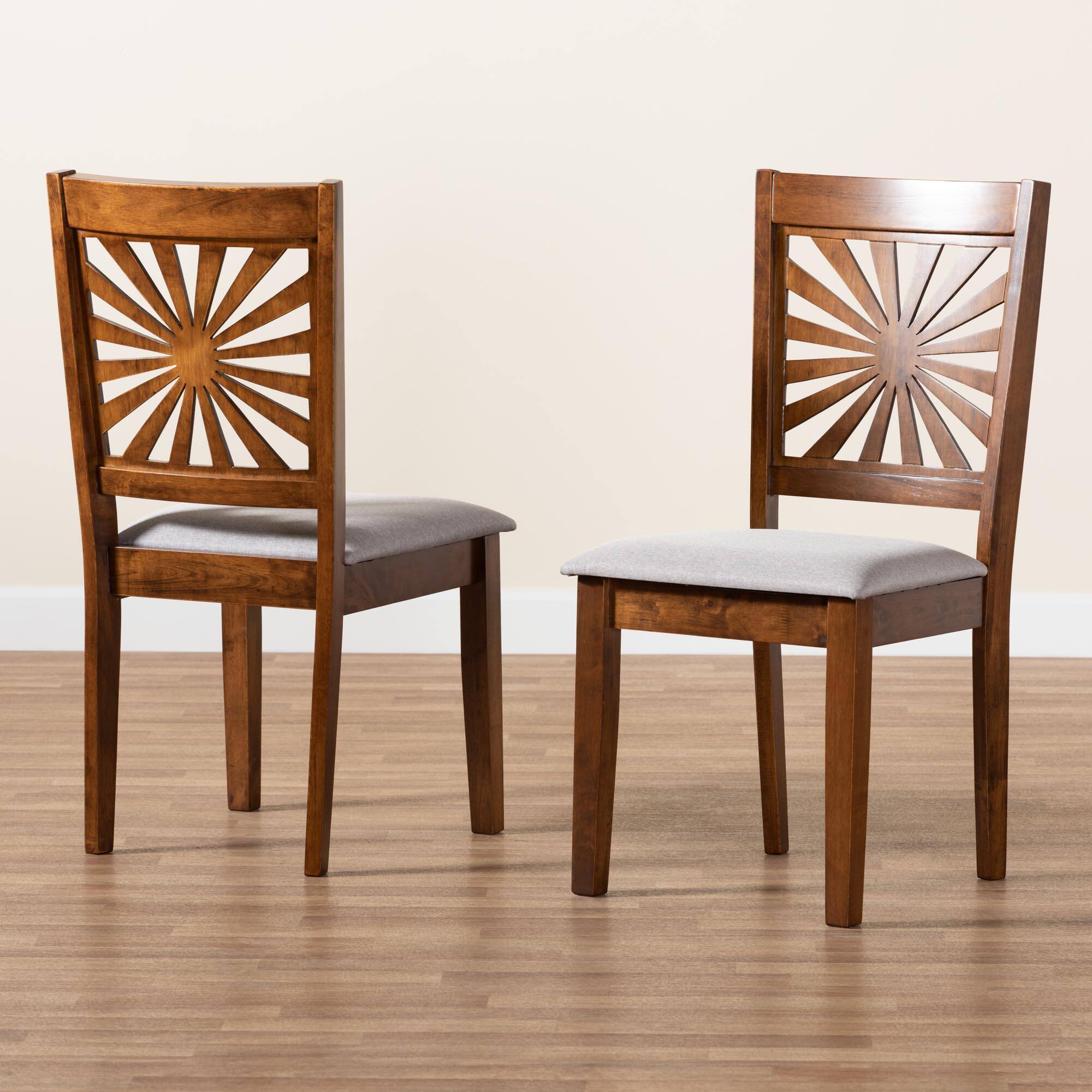 Alt View 4. Baxton Studio - Olympia Modern Fabric and Finished Wood 2-Piece Dining Chair Set - Grey/Walnut Brown.