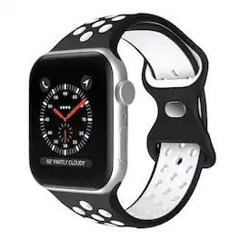StrapsCo - ColorBlock Active Strap Silicone Rubber Watch Band For Apple Watch - 44mm/45mm/46mm/49mm/Ultra (Medium-Long) - Black & White